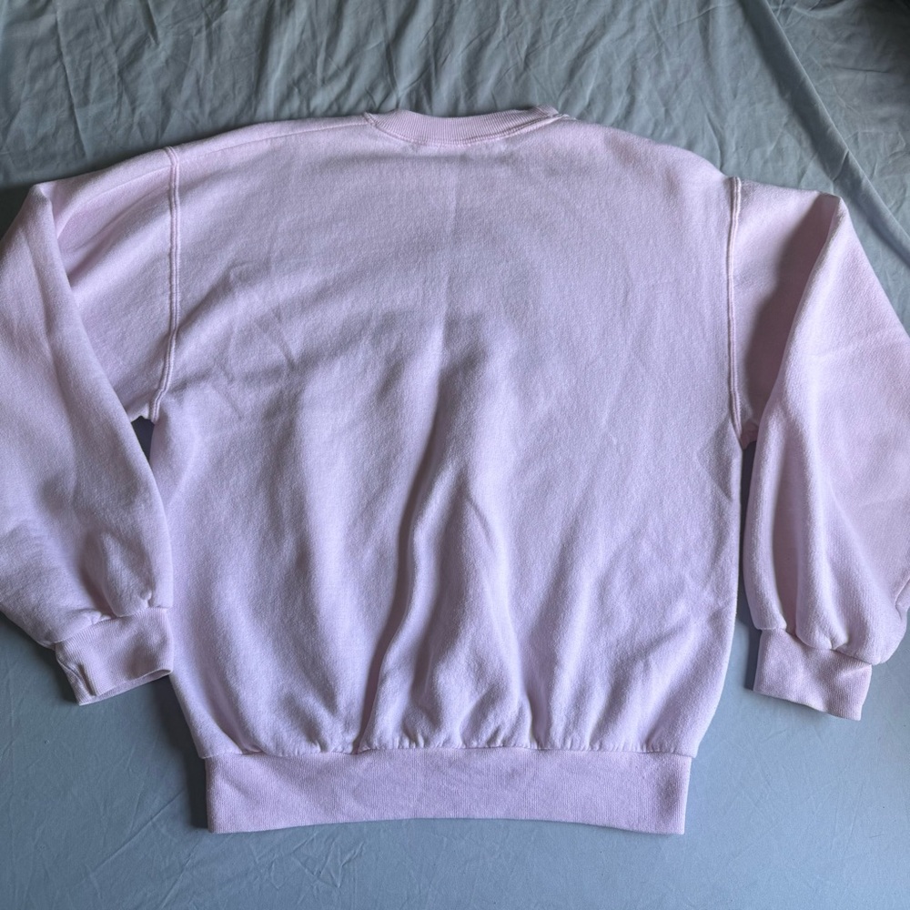 Vintage Jerzees Light Pink Fleece Oversized Sweatshirt Embroidered Garden Bees - Picture 2 of 6